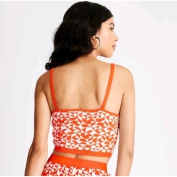 NWT Future Collection Kahlana Barfield Brown For Target Orange/ Cream Crop Top - Picture 2 of 12